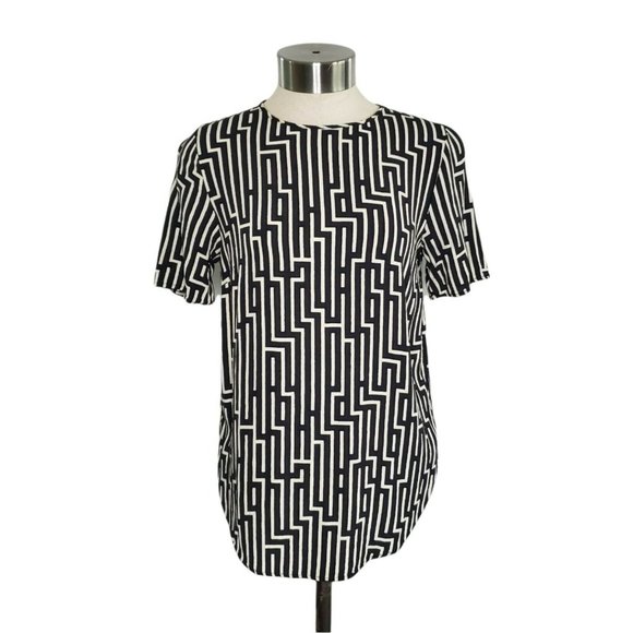 GP & J Baker X H&M Black & Ivory Geometric Print Blouse - Picture 2 of 8